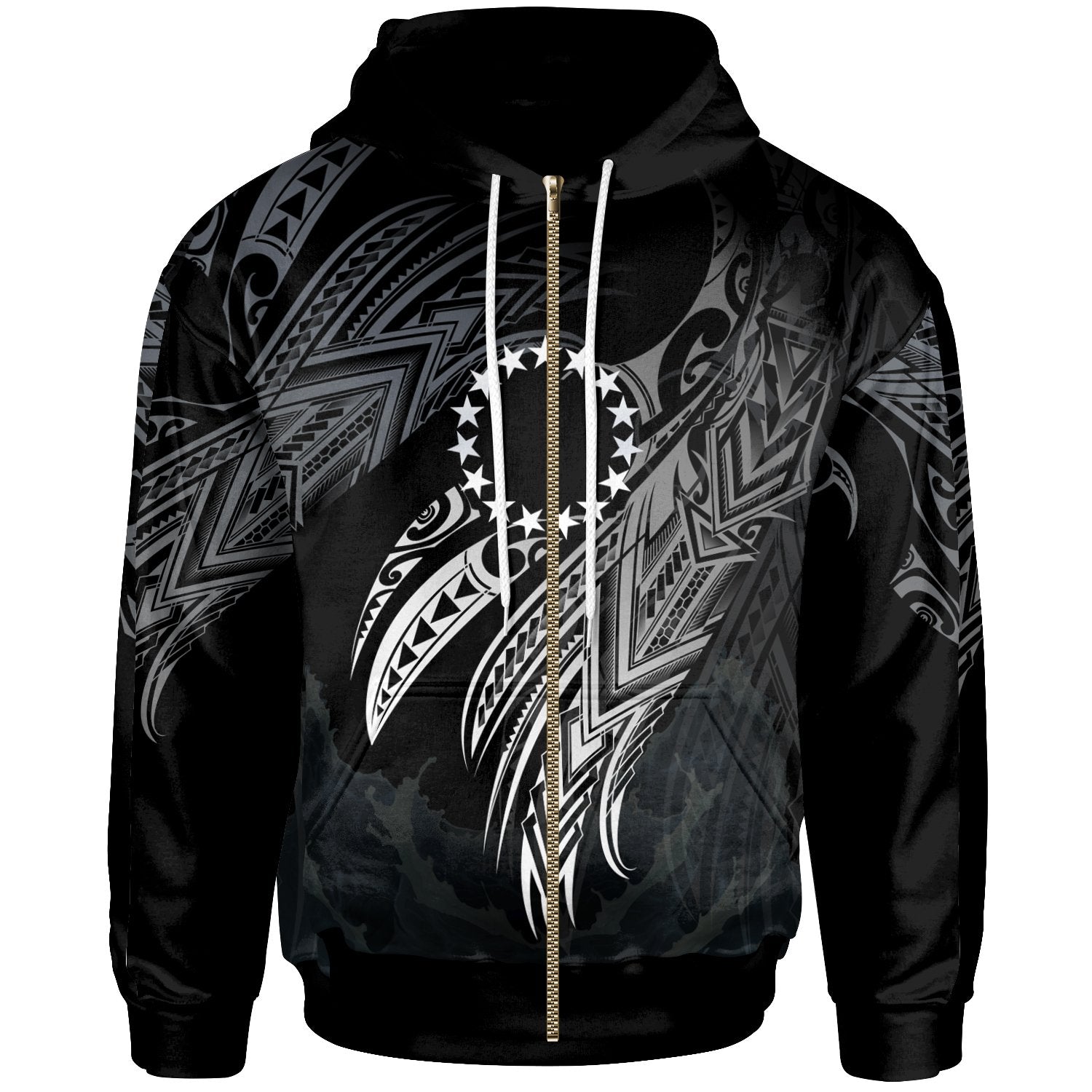 Cook Islands Polynesian Zip Hoodie Legend White Version