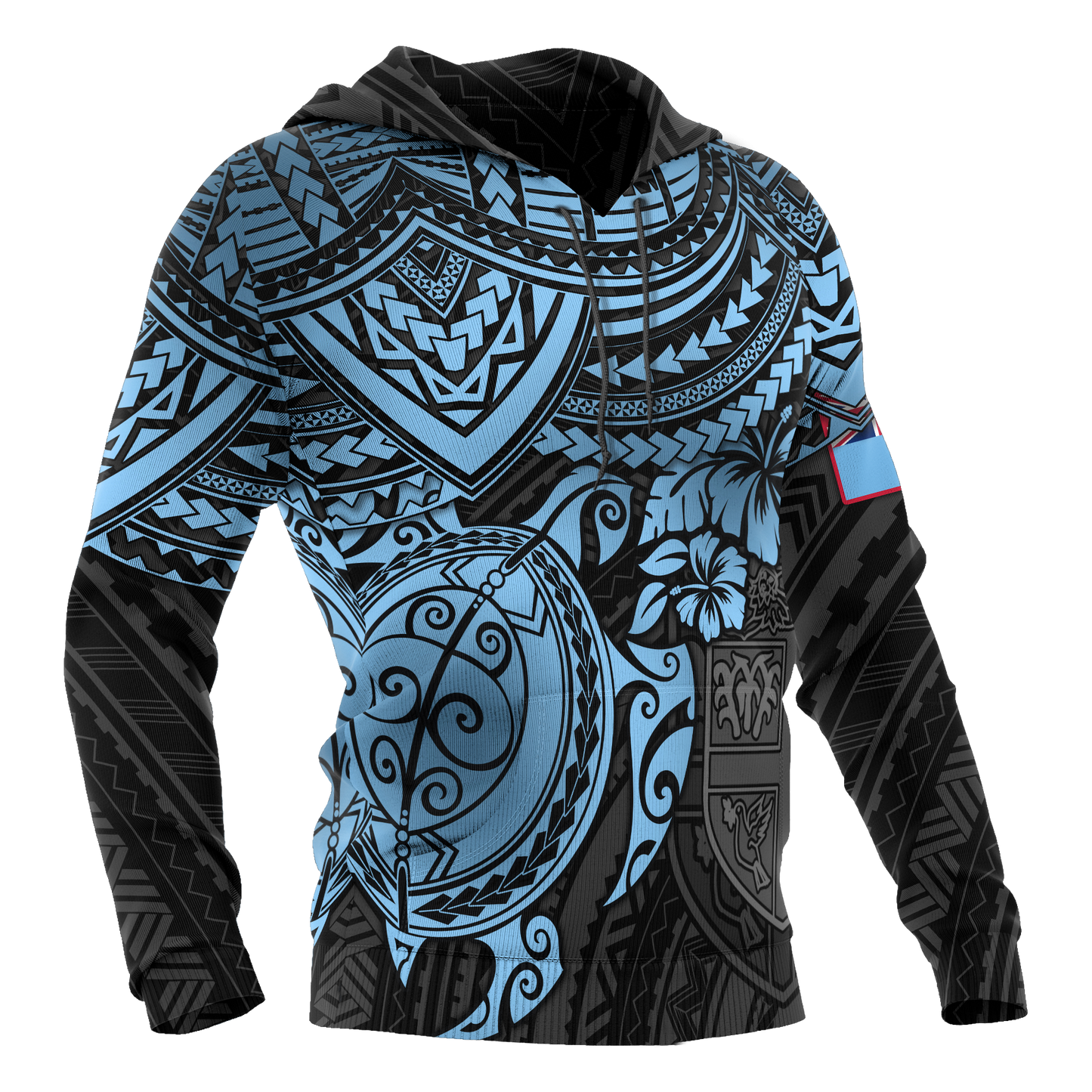 Fiji Polynesian Hoodie Blue Turtle