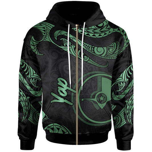 Yap Micronesia Zip Hoodie Poly Tattoo Green Version