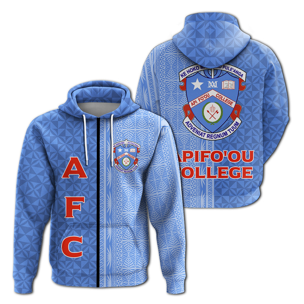 Tonga Apifo'ou College Zip Up Hoodie Tongan Tribal