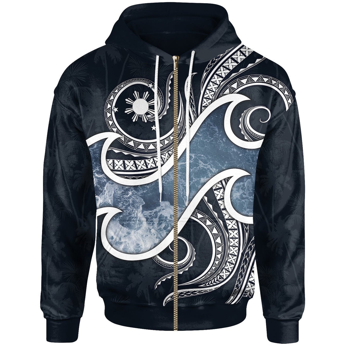 The Philippines Zip Up Hoodie Ocean Style