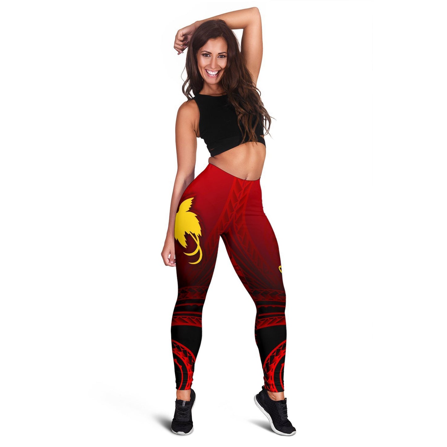 Papua New Guinea Custom Personalised Women's Leggings - Raggiana Bird of Paradise Polynesian Patterns