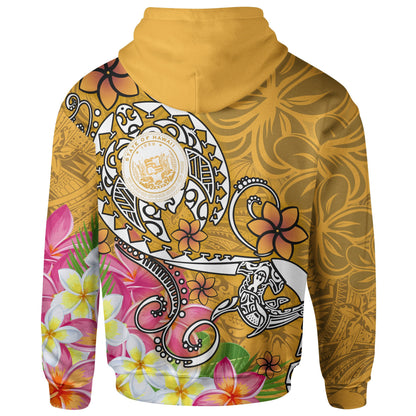 Hawaii Polynesian Hoodie Hawaii Seal With Turtle Plumeria (Gold)
