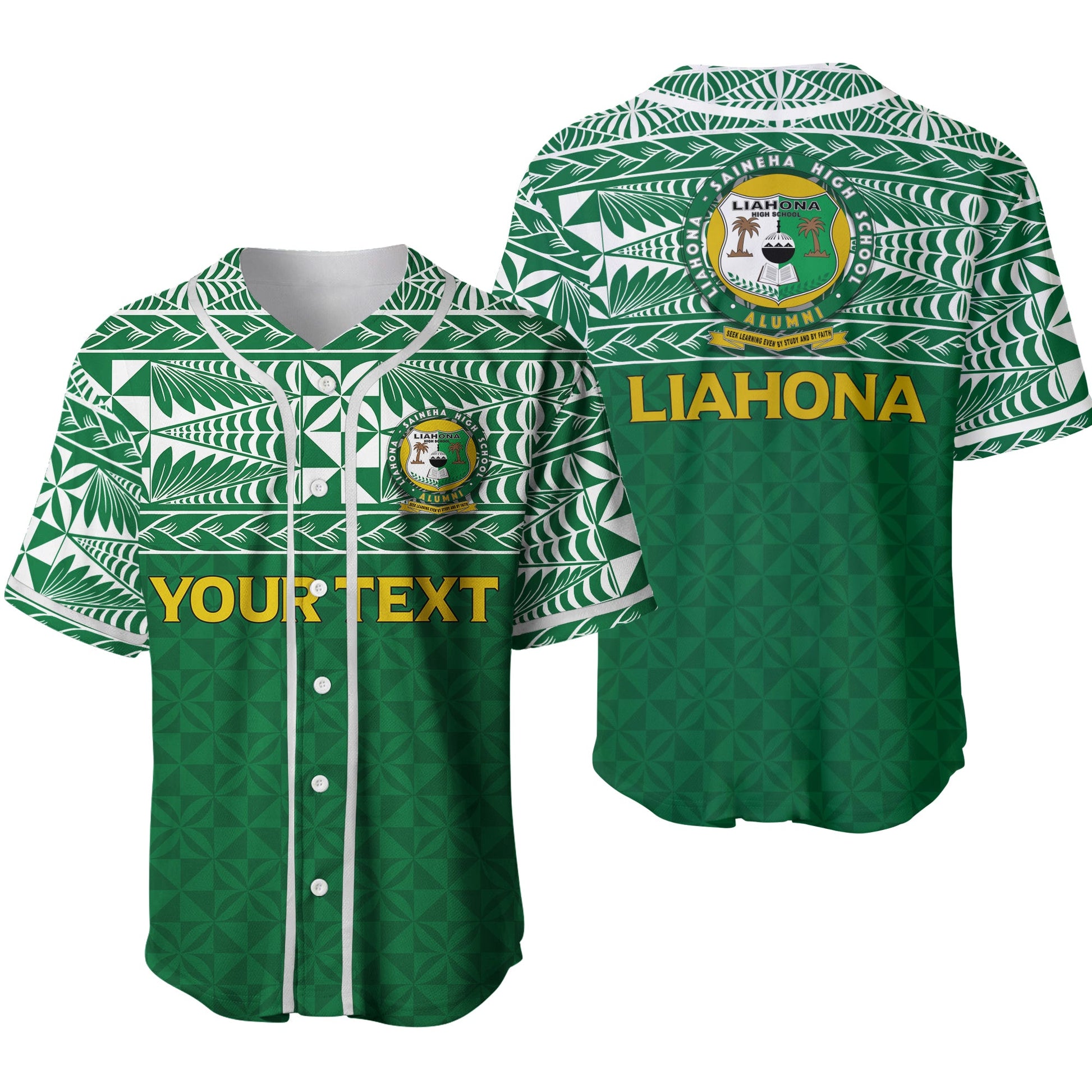 (Custom Personalised) Liahona Tonga Baseball Jersey Tongan Pattern