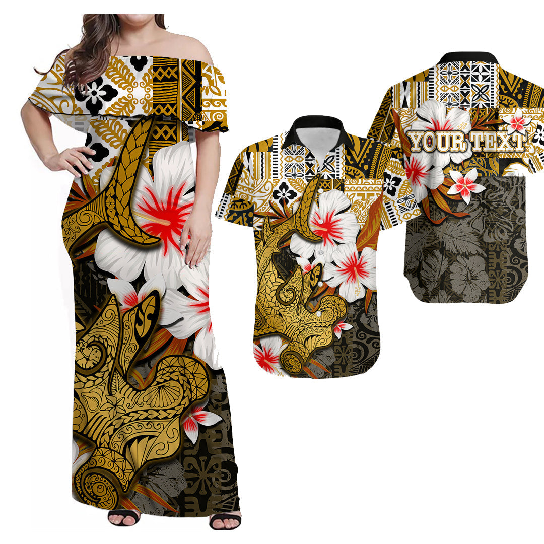 Matching Hawaiian Outfits For Couples (Custom Personalised) Hammerhead Shark Combo Dress And Shirt Hawaii Style No.2