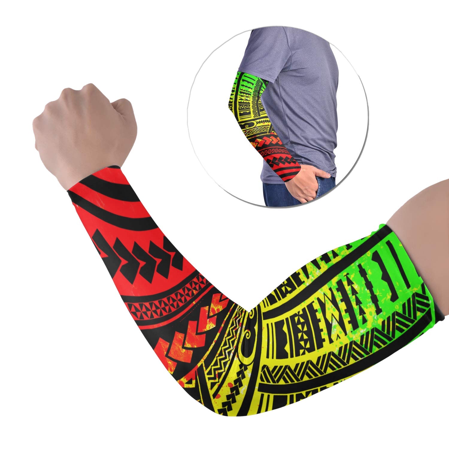 Polynesian Tribal Tattoo Arm Sleeve 43 (Set of Two) Colorful No.39