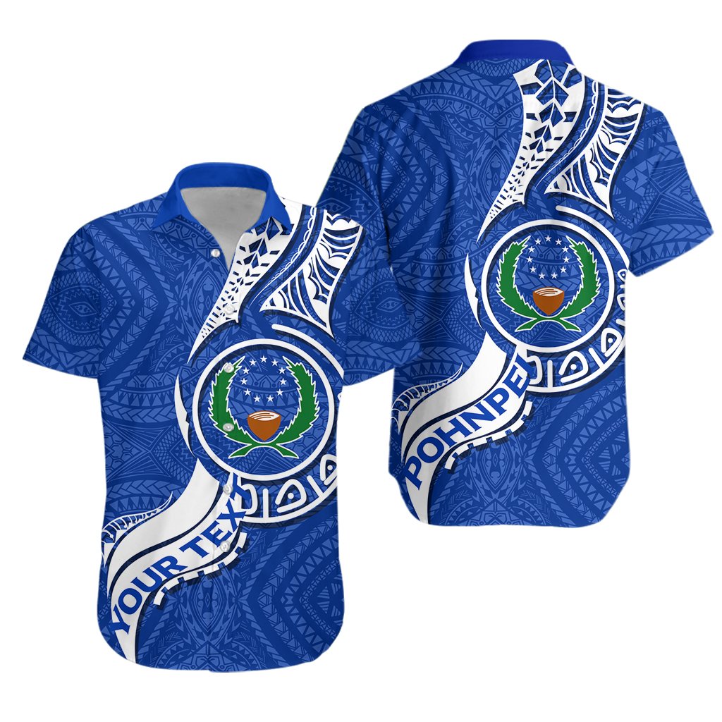 Custom Personalised Pohnpei Hawaiian Shirt - Micronesia Pride Blue -