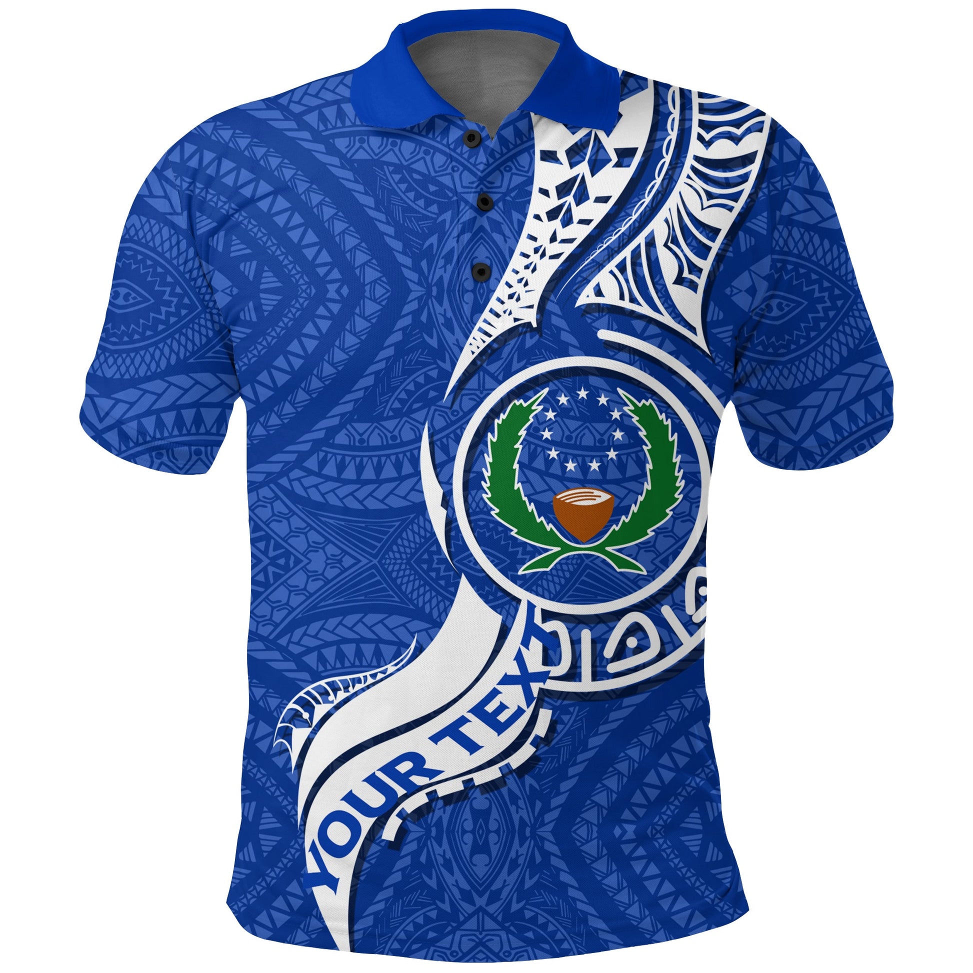 Custom Personalised Pohnpei Polo Shirt - Micronesia Pride Blue -