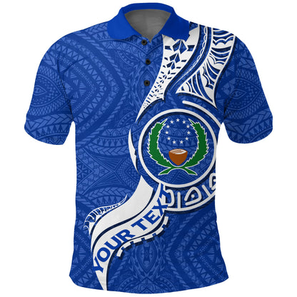 Custom Personalised Pohnpei Polo Shirt - Micronesia Pride Blue -