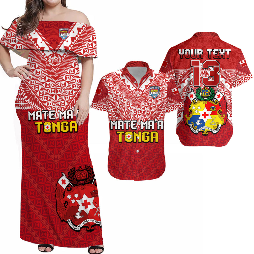 (Custom Personalised) Matching Outfits For Couples Tonga Rugby MMT Combo Dress and Hawaiian Shirt Ngatu Mate Maa Tonga Special