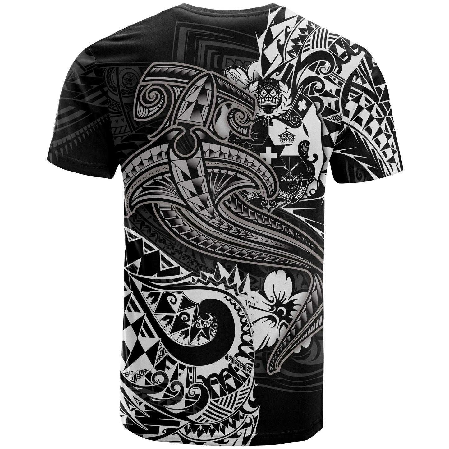 Tonga T-Shirt - White Shark Polynesian Tattoo