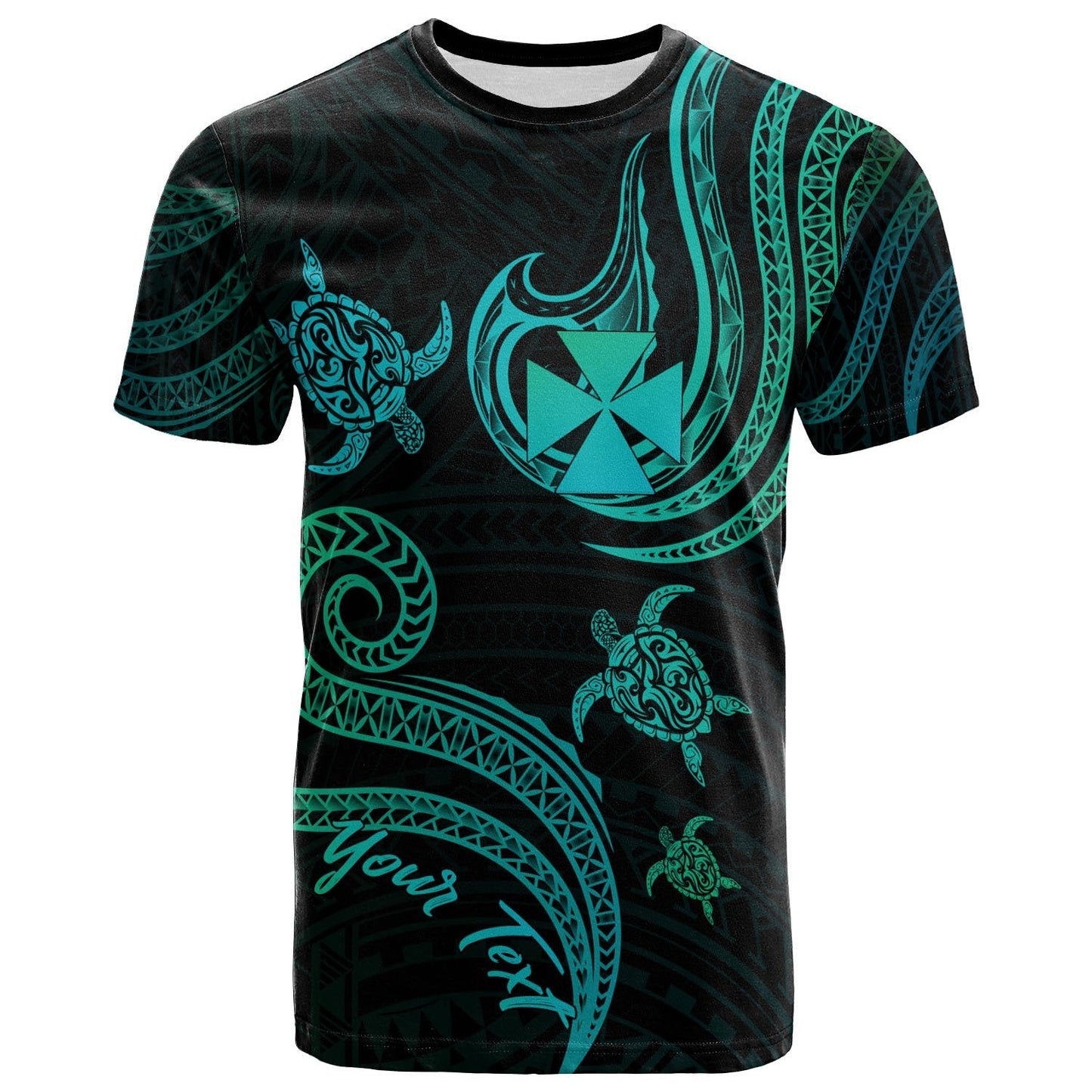 Wallis And Futuna T-Shirt - Polynesian Turtle With Pattern
