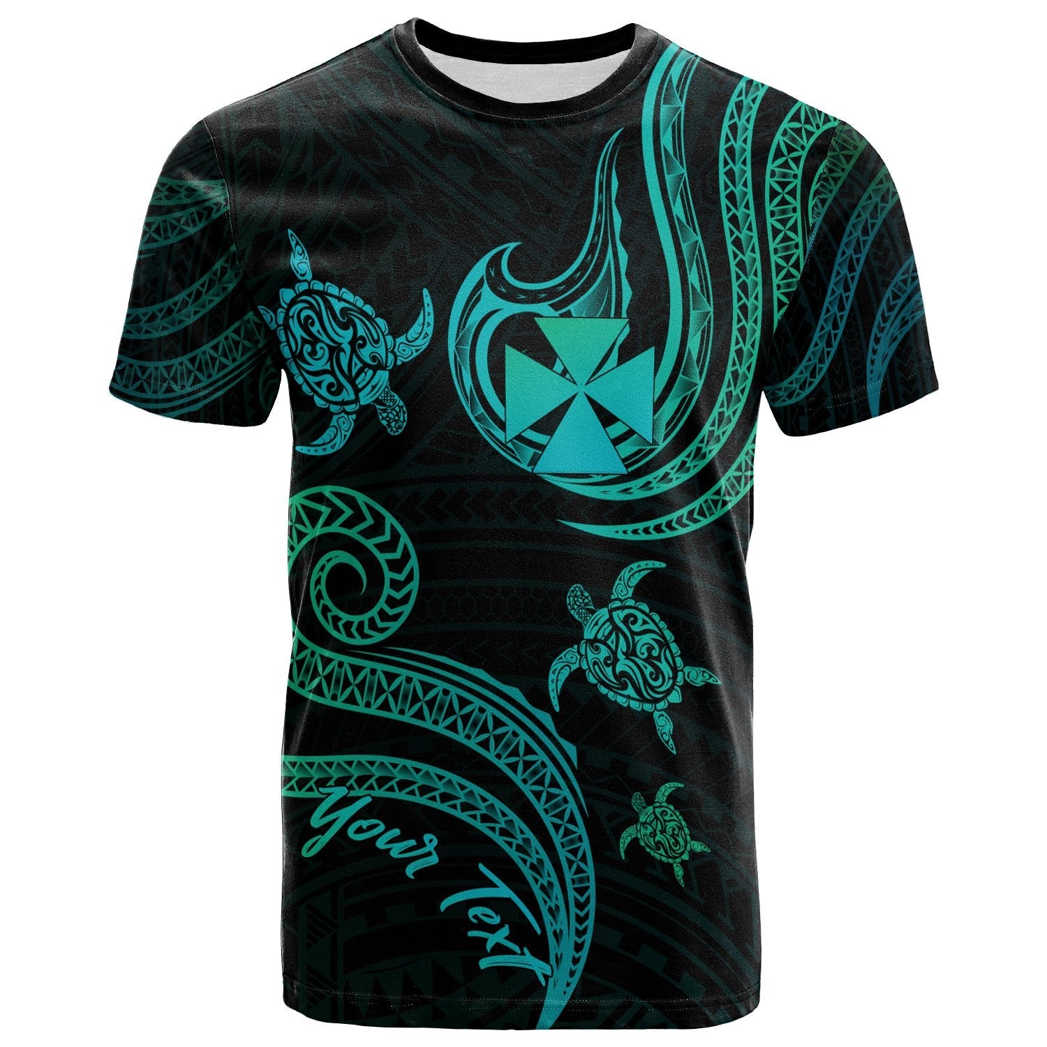 Wallis And Futuna T-Shirt - Polynesian Turtle With Pattern