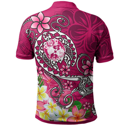 Tonga Custom Personalised Polo Shirt - Turtle Plumeria PINK