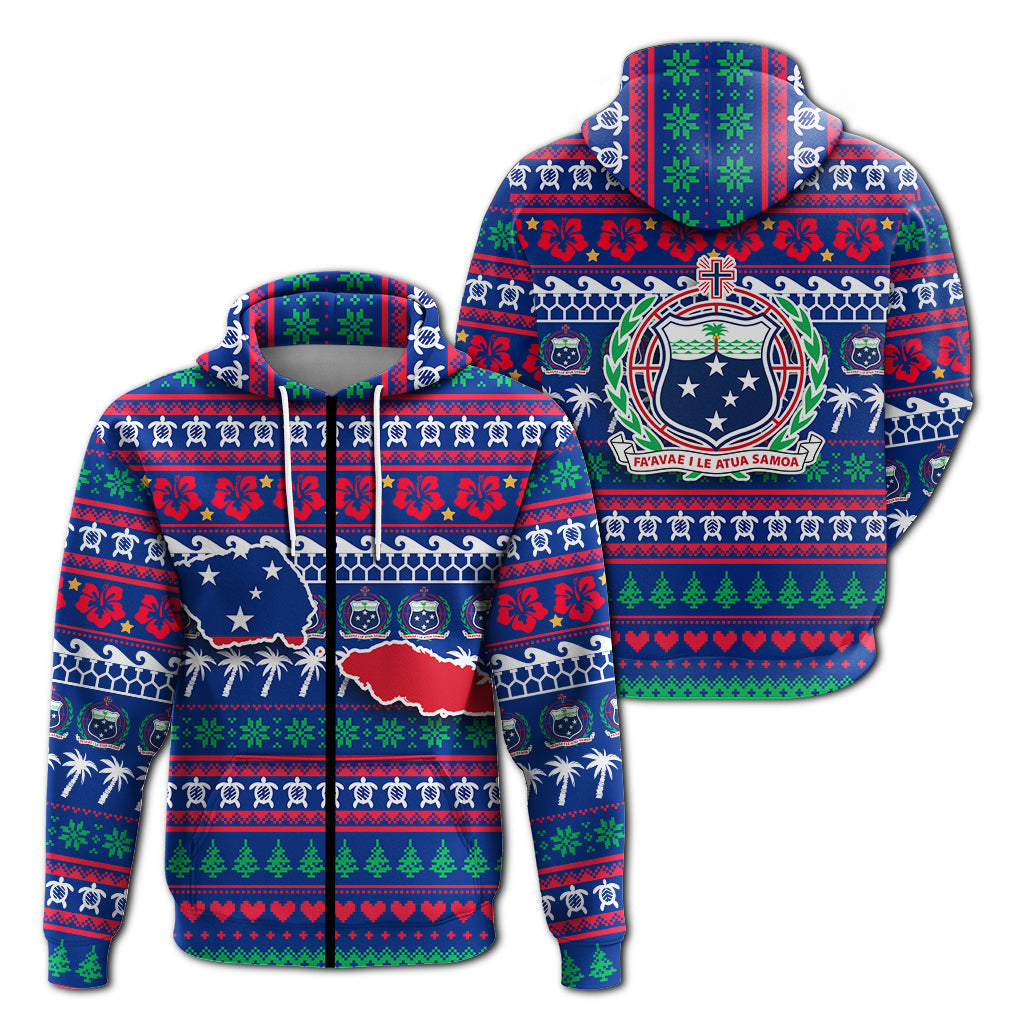 Samoa Christmas Zip Hoodie Ugly Christmas