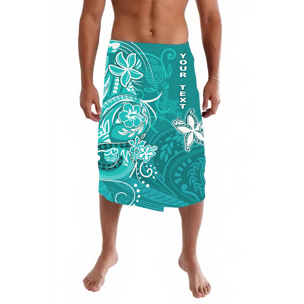 (Custom Personalised) Lavalava Polynesia Turquoise Sea Turtle Honu and Map