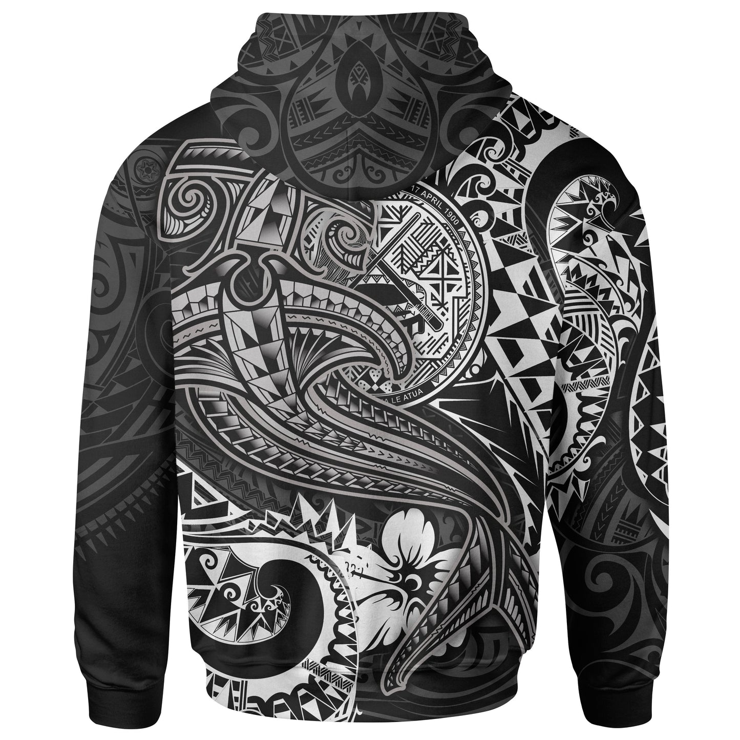 American Samoa Hoodie White Shark Polynesian Tattoo