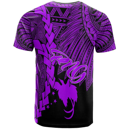 Papua New Guinea Polynesian Custom Personalised T - Shirt - Tribal Wave Tattoo Purple