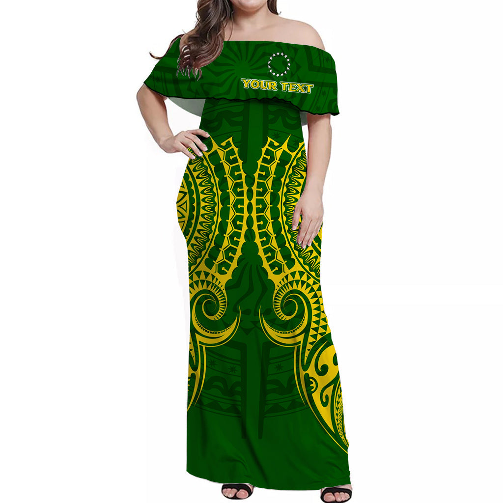 Custom Personalised Cook Islands Off Shoulder Long Dress Tribal Pattern