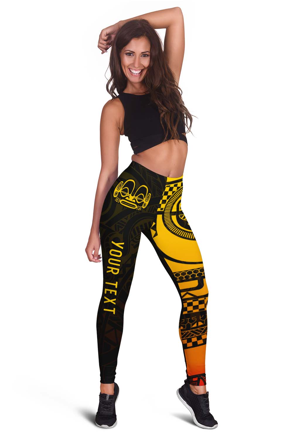 Custom Personalised Marquesas Islands Tiki Women Leggings Gradient Marquesan Tattoo