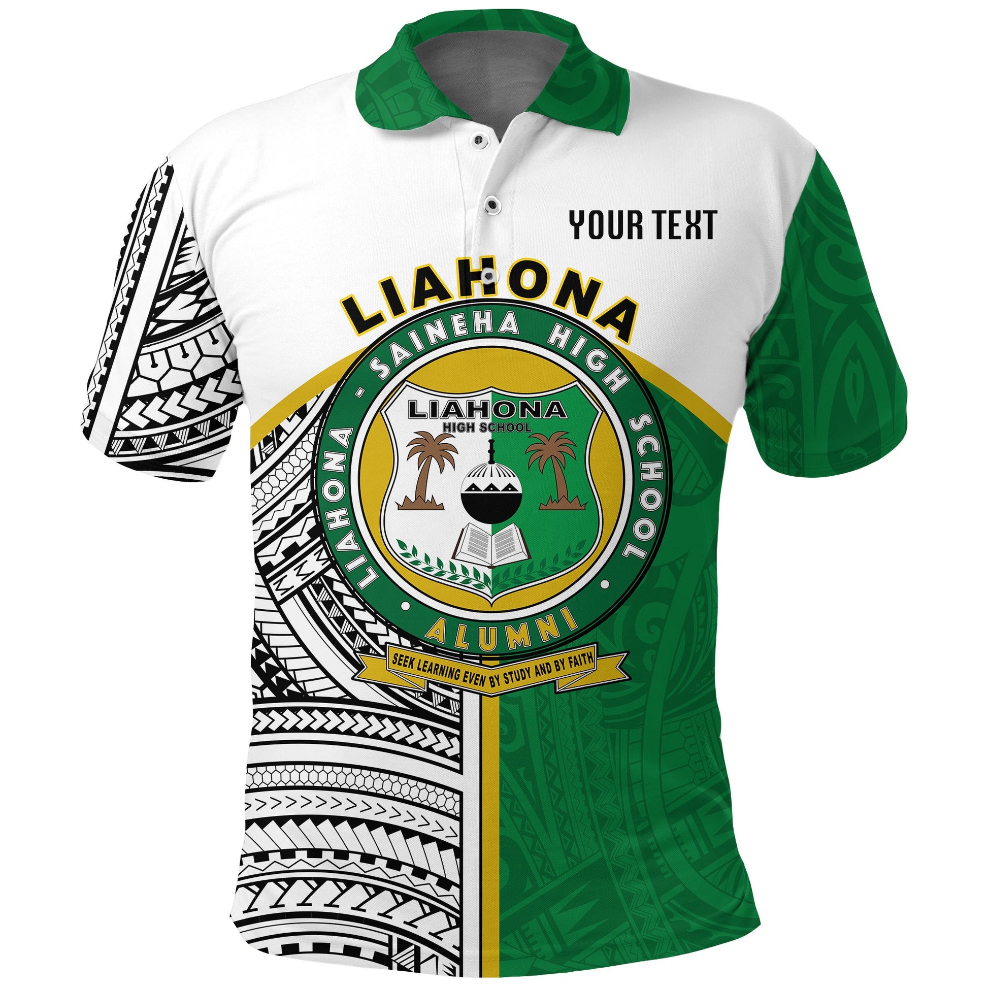Custom Personalised Liahona High School Polo Shirt - Polynesian Patterns -