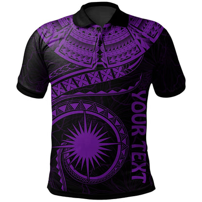 Marshall Islands Polynesian Personalised Polo Shirt - Marshall Islands Waves Purple