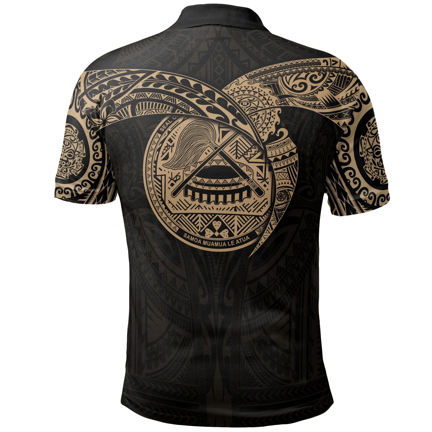 American Samoa Polynesian Polo Shirt - Gold Heart Shield