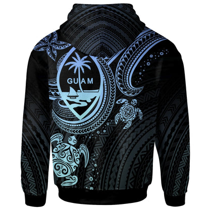 Guam Zip Up Hoodie Blue Turtle