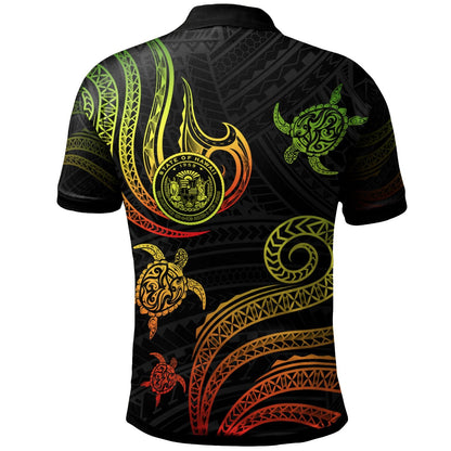 Hawaii Personalised Custom Polo Shirt - Polynesian Turtle With Pattern Reggae