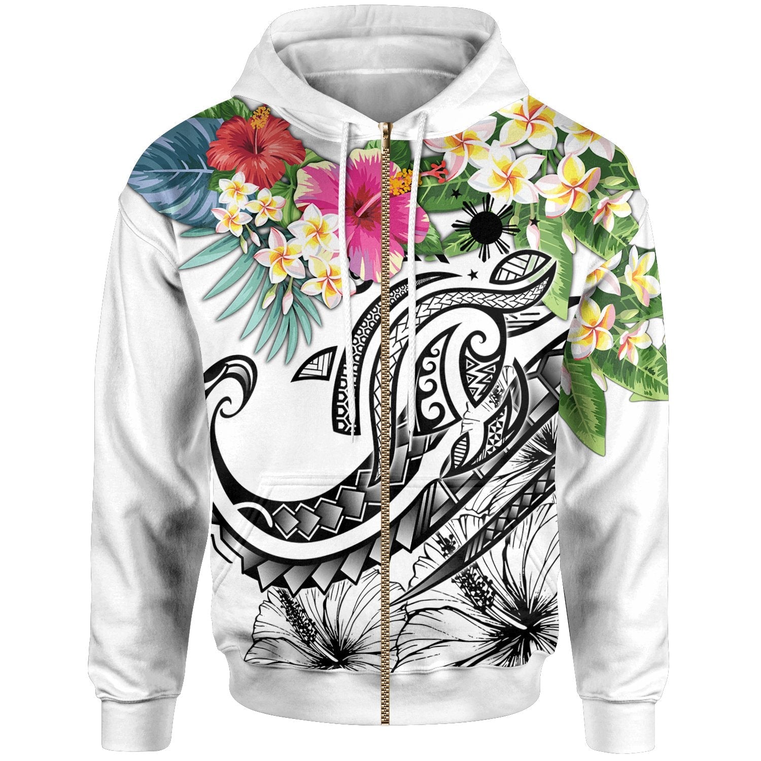 The Philippines Zip Up Hoodie Summer Plumeria White