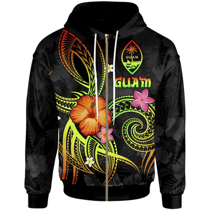 Guam Polynesian Zip up Hoodie Legend of Guam (Reggae)