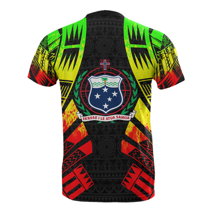 Samoa T - Shirt - Samoa Coat Of Arms Polynesian Tattoo Reggae Style