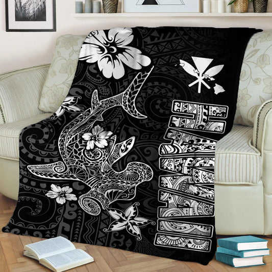 Hawaii Hammerhead Shark Hibiscus Hawaii Pattern Blanket