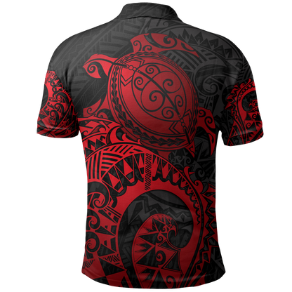 American Samoa Polo Shirt - American Samoa Seal Red Turtle Tattoo