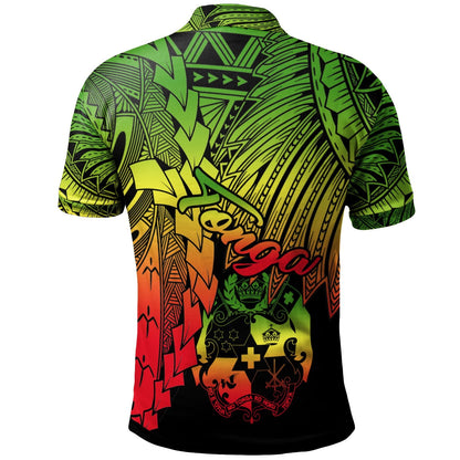 Tonga Polynesian Custom Personalised Polo - Tribal Wave Tattoo Reggae
