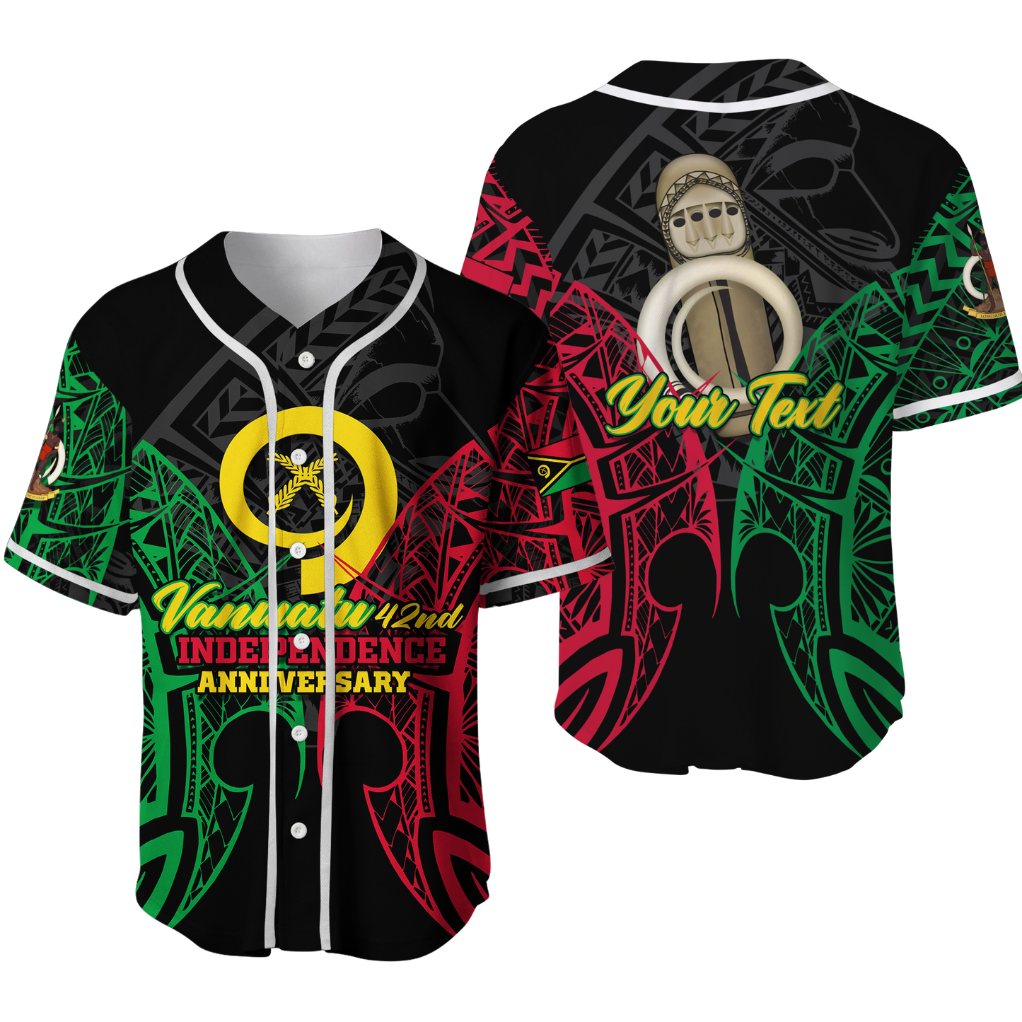 Custom Vanuatu 42nd Independence Anniversary Pride Baseball Jersey