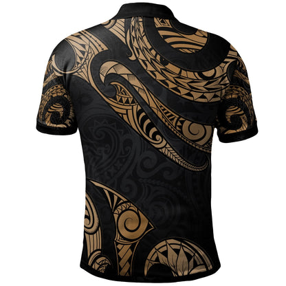 Hawaii Polynesian Custom Personalised Polo Shirt - Poly Tattoo Gold Version