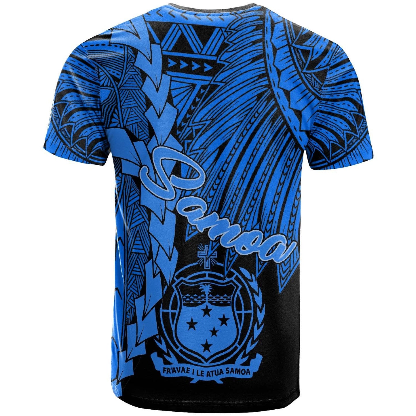 Samoa Polynesian T - Shirt - Tribal Wave Tattoo Blue
