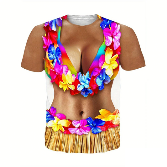 Funny HawaiI Shirt Hawaii Flower Necklace T Shirt For Women