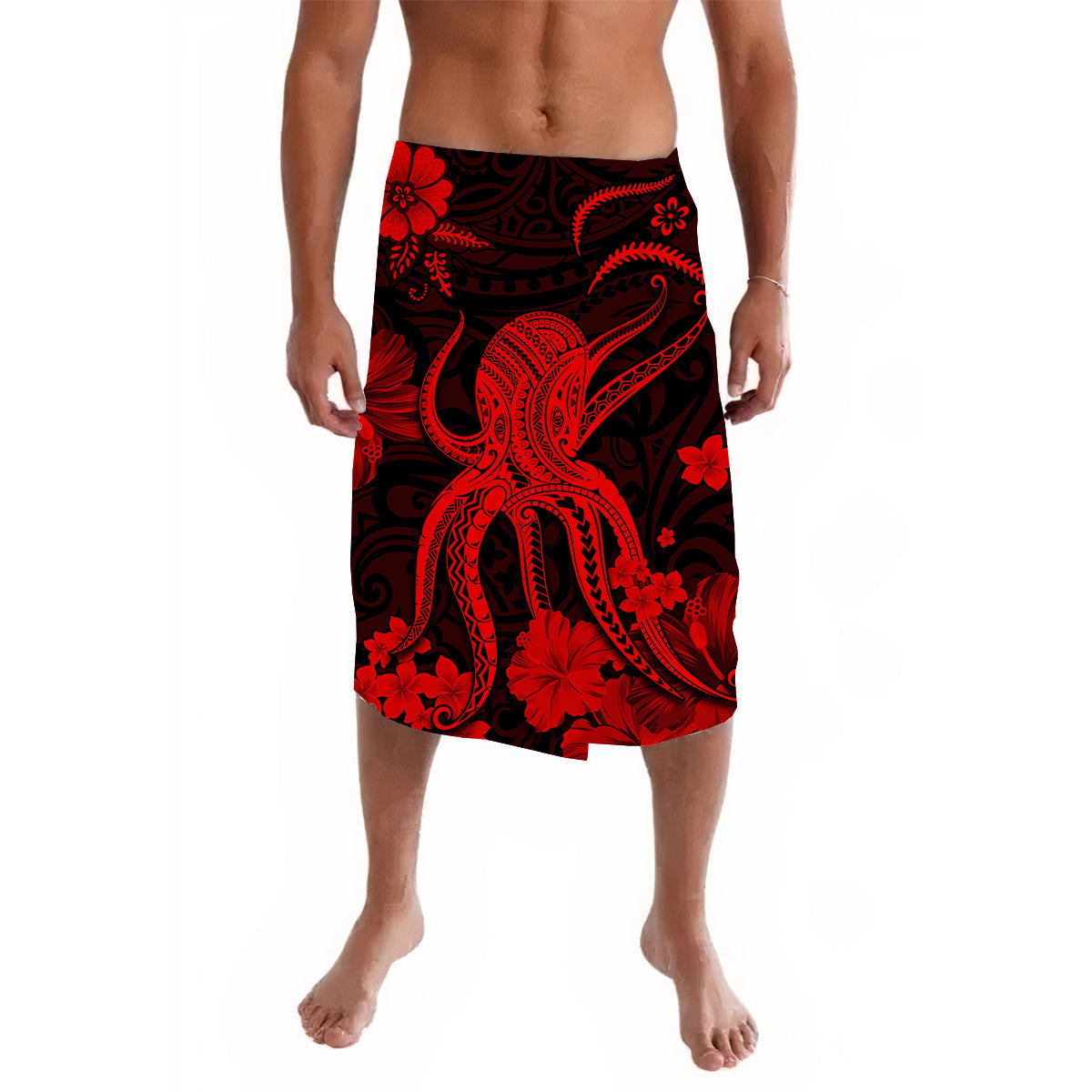 Hawaii Lavalava Polynesia Red Octopus