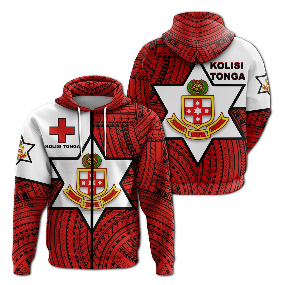 Kolisi Tonga Zip up Hoodie Mate Ma'a Tonga Red Original