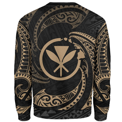 Hawaii Polynesian Sweater Gold Tribal Wave