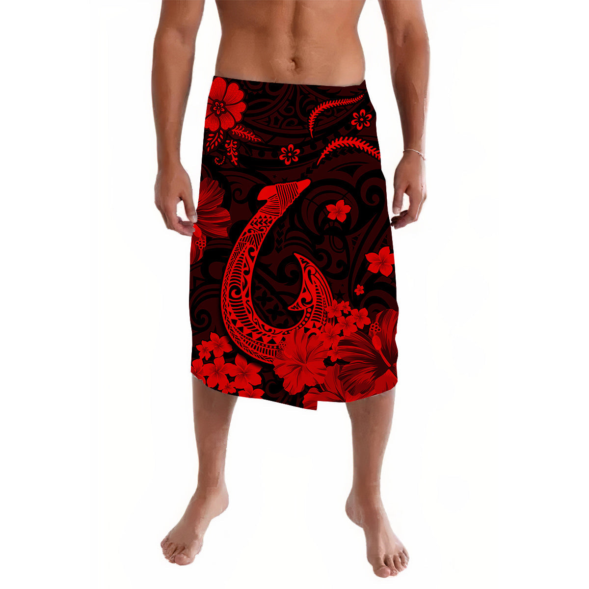 Hawaii Lavalava Polynesia Red Fish Hook