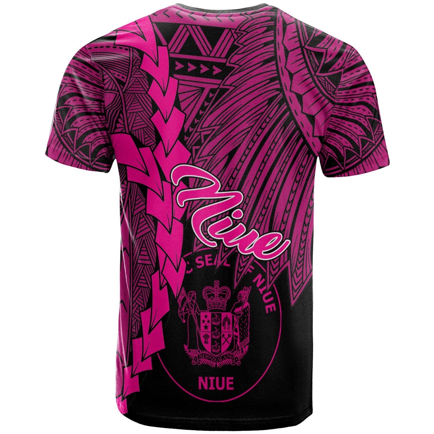 Niue Polynesian T Shirt Tribal Wave Tattoo Pink