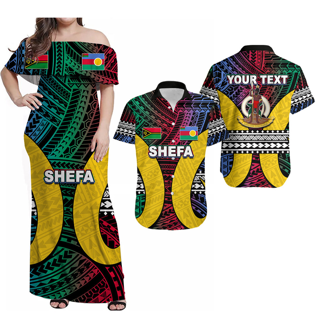 (Custom Personalised) Matching Outfits For Couples Polynesian Shefa Of Vanuatu Combo Dress And Shirt