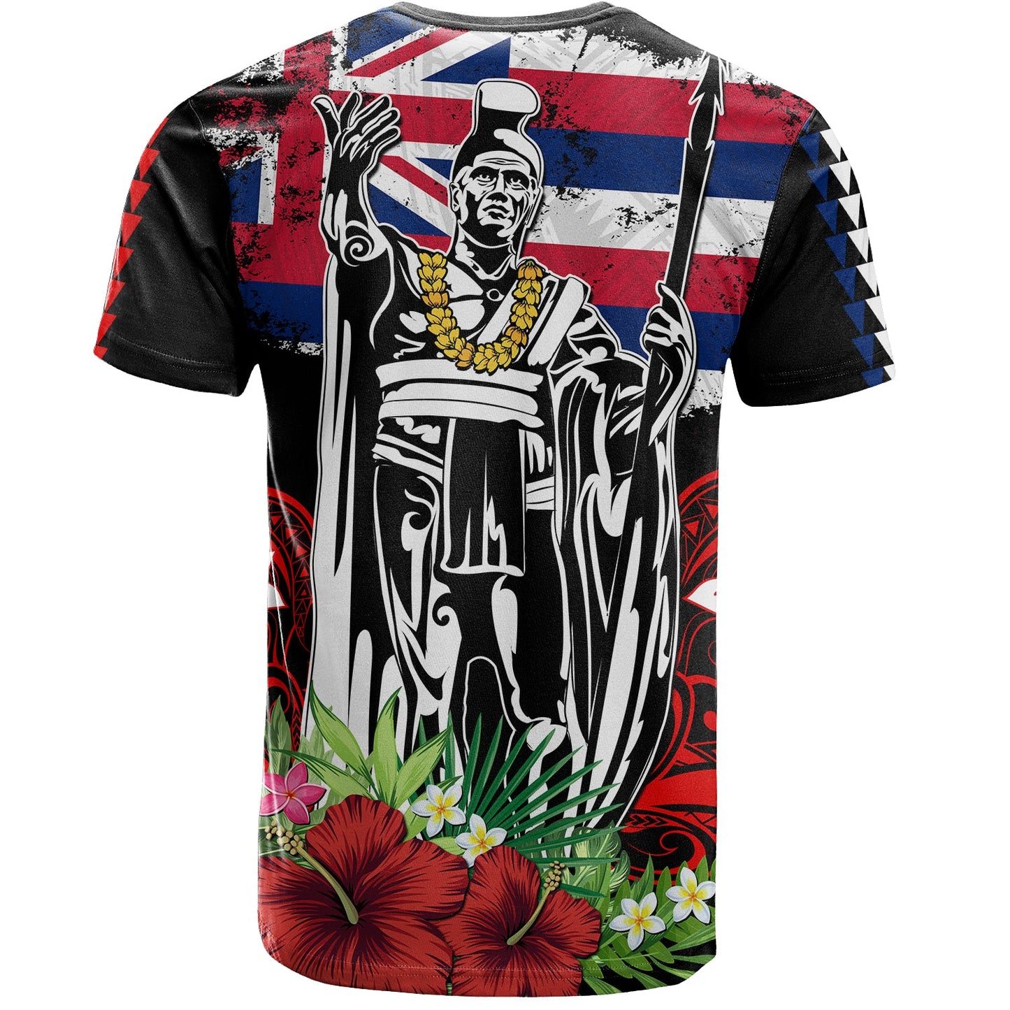 Hawaii T-Shirt King Kamehameha Hawaii Tribal Flag Tropical Style Shirt