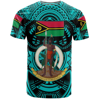 Vanuatu T-Shirt Custom Vanuatu Polynesian Culture Pride Turquoise T-Shirt