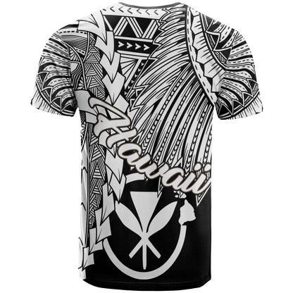Hawaii Polynesian Custom Personalised T - Shirt - Tribal Wave Tattoo White