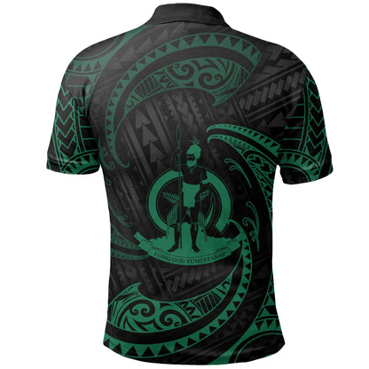 Vanuatu Polynesian Polo Shirt - Green Tribal Wave