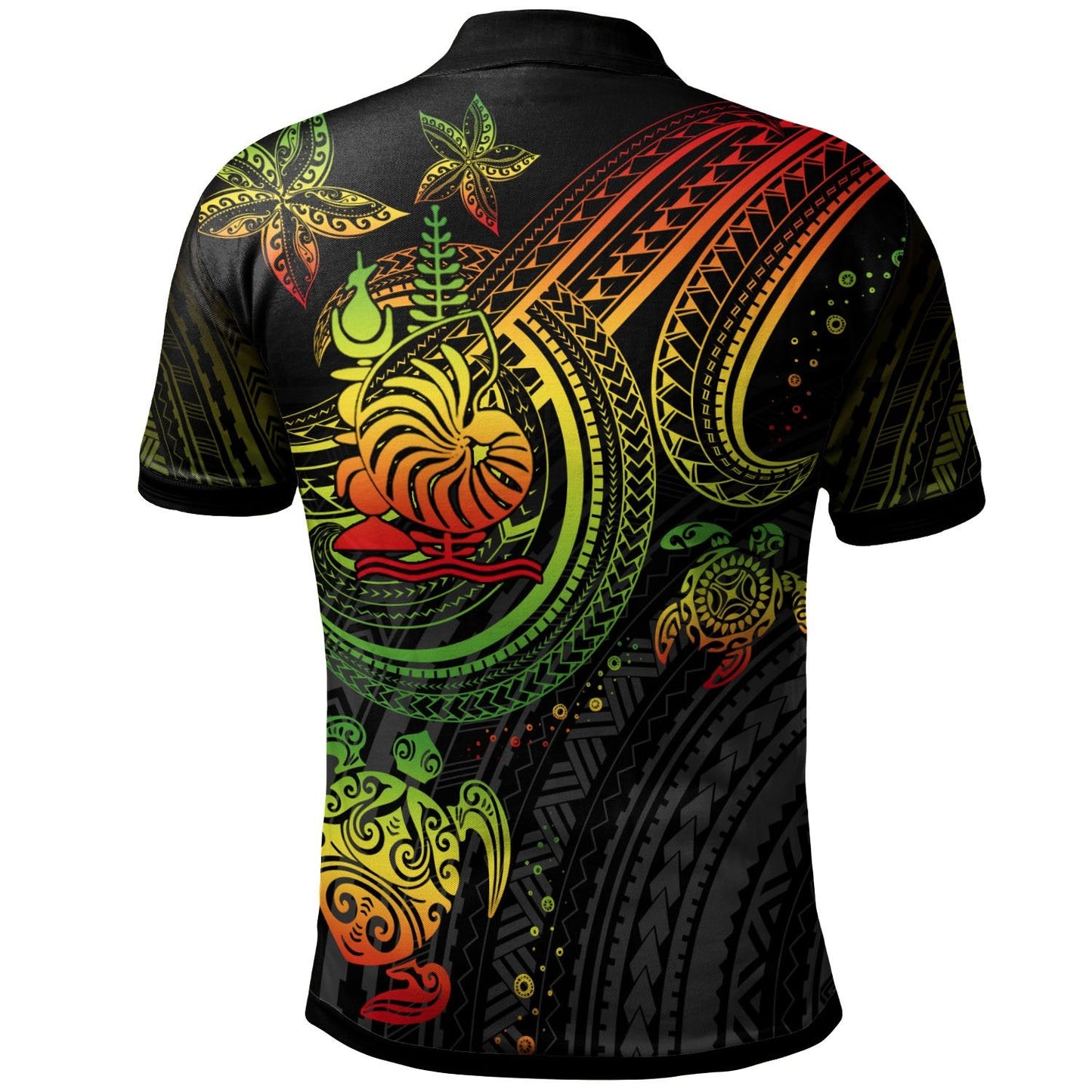 New Caledonia Custom Personalised Polo Shirt - Reggae Turtle